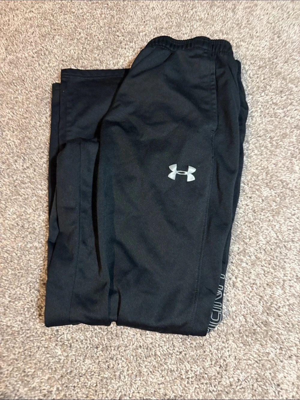 Under Armour Black Performance Track Pants with Silver Logo